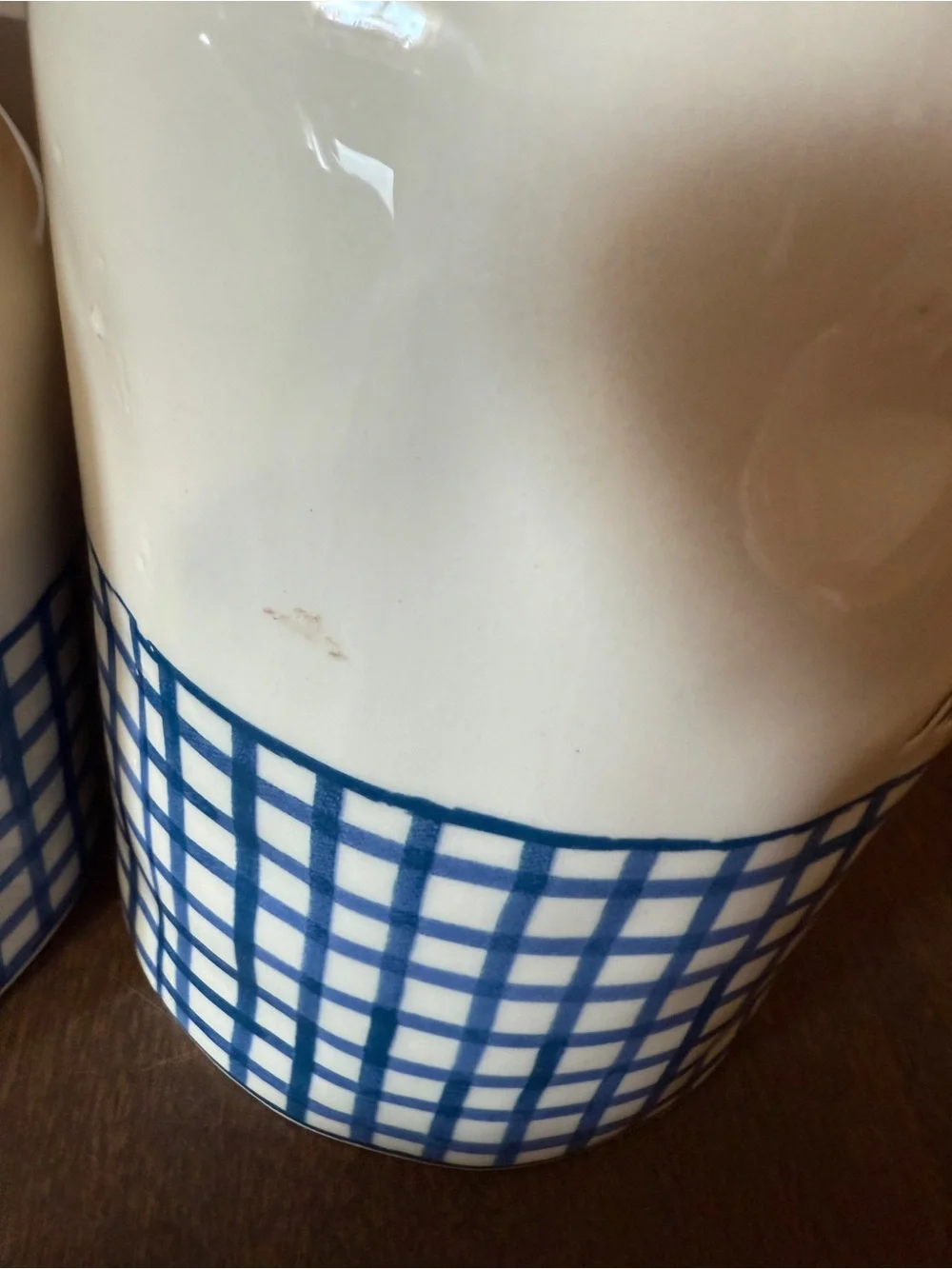 Rae Dunn Blue Gingham Plaid Treats and Sweets Canisters Set of 2 READ